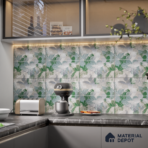 Tropical Wall Tile TL 07248 Plana 8001 GLM (Silver) 1 ft x 1 ft Ceramic Matte Finish - 9 mm | 2 mm Spacer is Mandatory | Please Expect a Slight Variation of Pattern